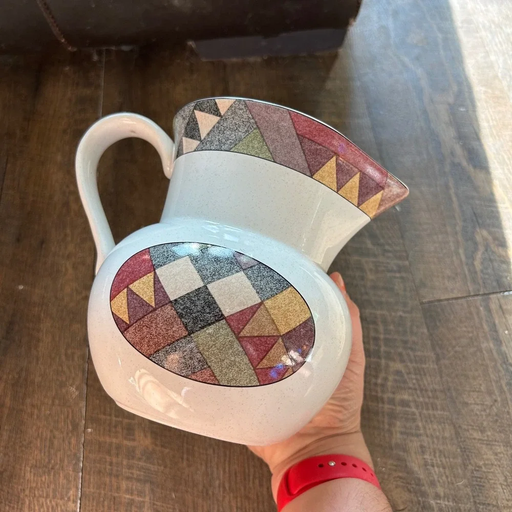 Studio Nova Palm Desert‎ Pitcher Nancy Green Y2216 Geometric Ceramic Stoneware